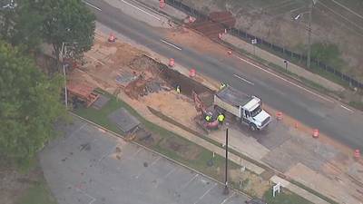 Road partially collapses near busy DeKalb County intersection