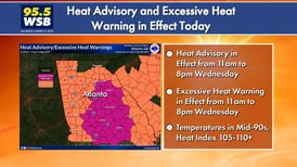 Heat Advisory, Excessive Heat Warning in effect Wednesday