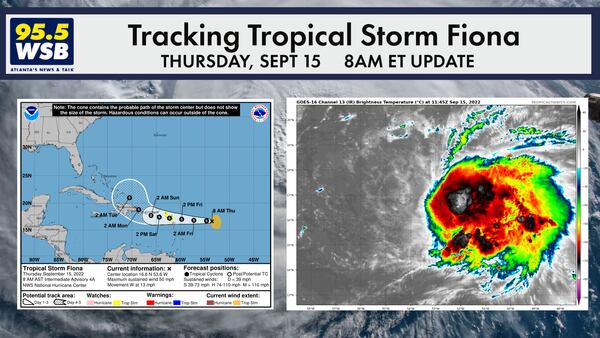 Tracking Tropical Storm Fiona as it moves west towards the Caribbean