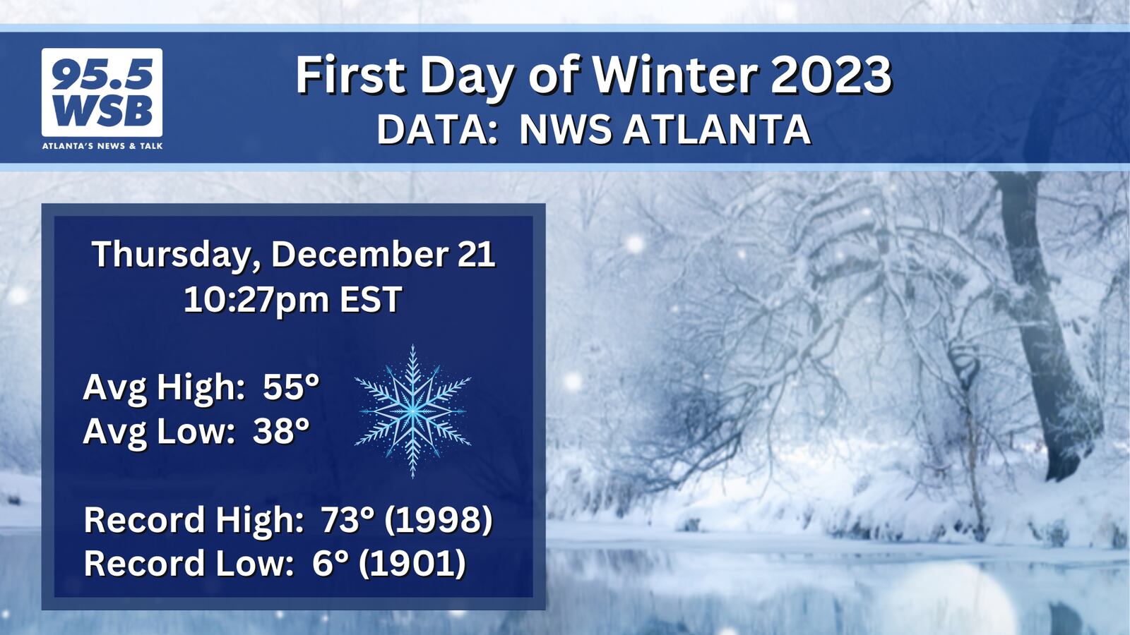 Today is the Winter Solstice, the First Day of Winter 95.5 WSB