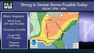 Strong to severe storms possible this afternoon