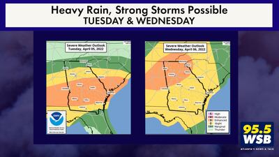 Heavy Rain, Strong to Severe Storms Possible Tuesday and Wednesday