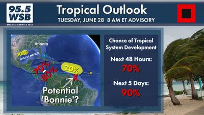 ‘Bonnie’ may form in the Caribbean Tuesday