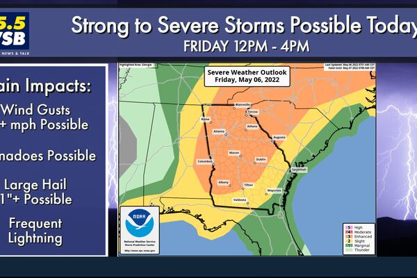 Strong to severe storms possible this afternoon