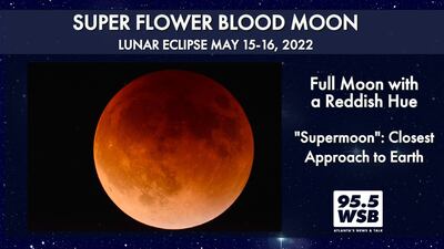 Super Flower Blood Moon rising high in the sky late Sunday night