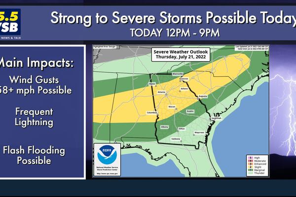 Scattered strong to potentially severe storms expected Thursday