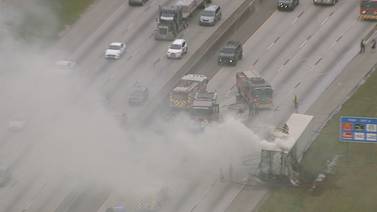 I-285 SB shut down in south Fulton County after tractor-trailer catches fire