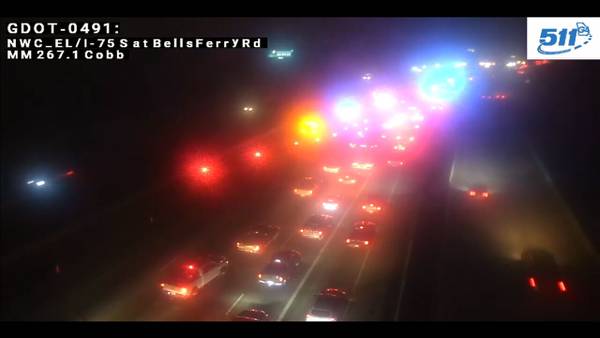 UPDATE: Lanes reopen on I-75 South in Cobb after man hit, killed in crash