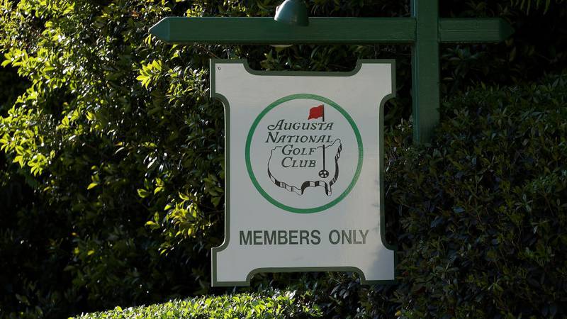 A sign showing Augusta National Golf Club logo and the words masters only.