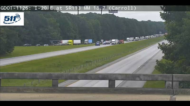 Crash shuts down I-20 WB in Carroll County