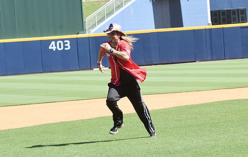 NASHVILLE, TN - JUNE 07: Bret Michaels showed off his softball skills for charity at City of Hope's 26th Annual Celebrity Softball Game at First Tennessee Park on June 7, 2016 in Nashville, Tennessee. (Photo by Rick Diamond/Getty Images for City Of Hope)