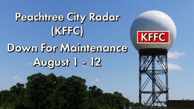 NWS Radar in Peachtree City down for maintenance through August 12