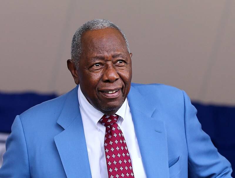 COOPERSTOWN, NY - JULY 26:  Hank Aaron attends the Hall of Fame Induction Ceremony at National Baseball Hall of Fame on July 26, 2015 in Cooperstown, New York. Craig Biggio,Pedro Martinez,Randy Johnson and John Smoltz were inducted in this year's class.  (Photo by Elsa/Getty Images)